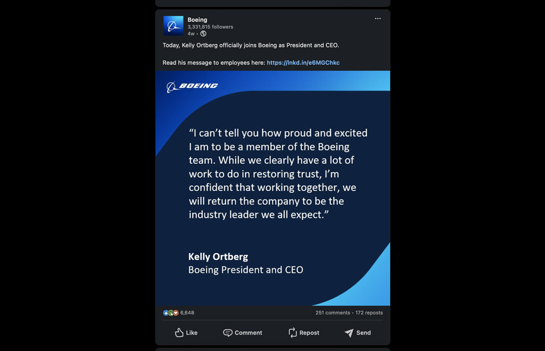 Boeing social media